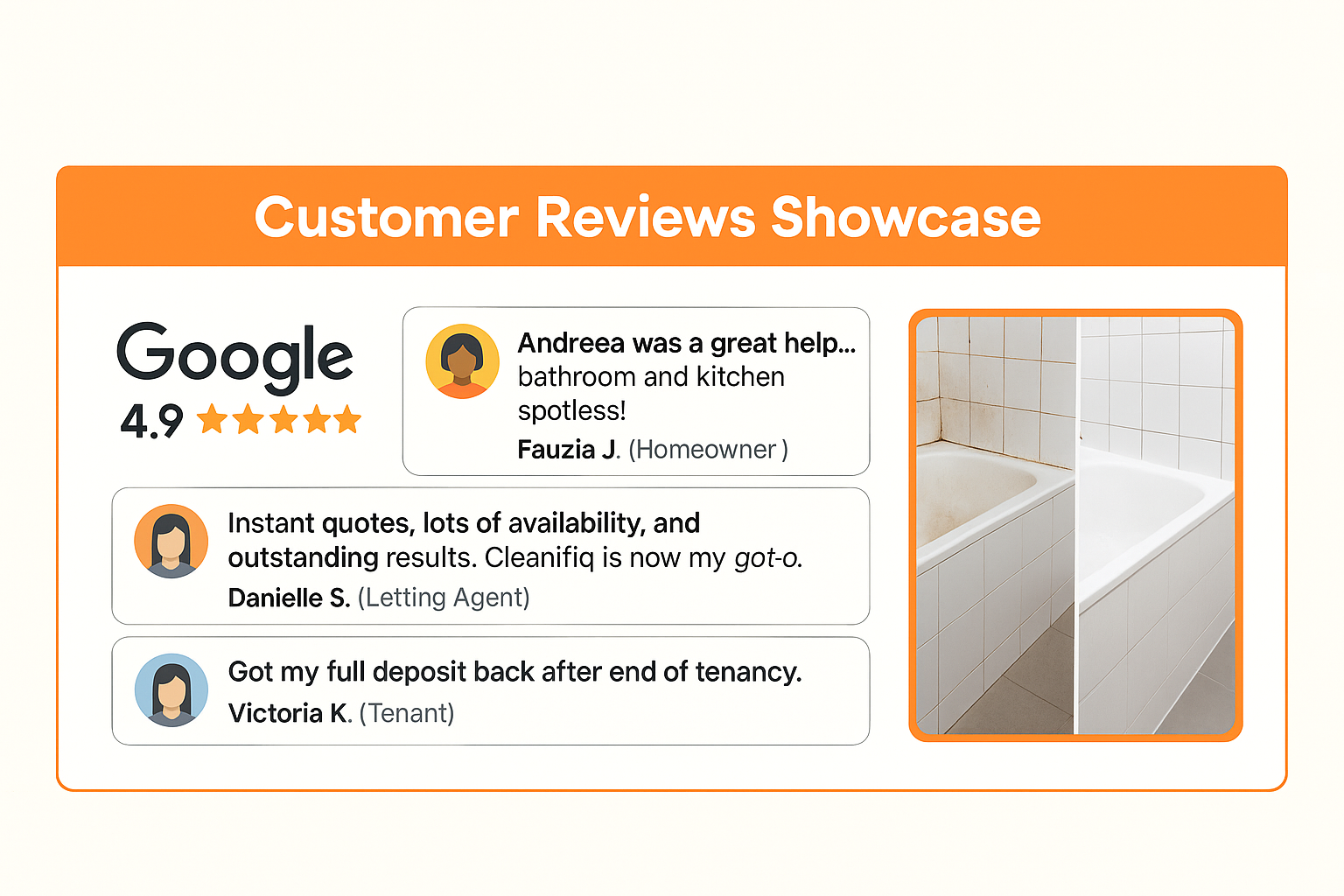 reviews left by Cleanifiq customers in Glasgow