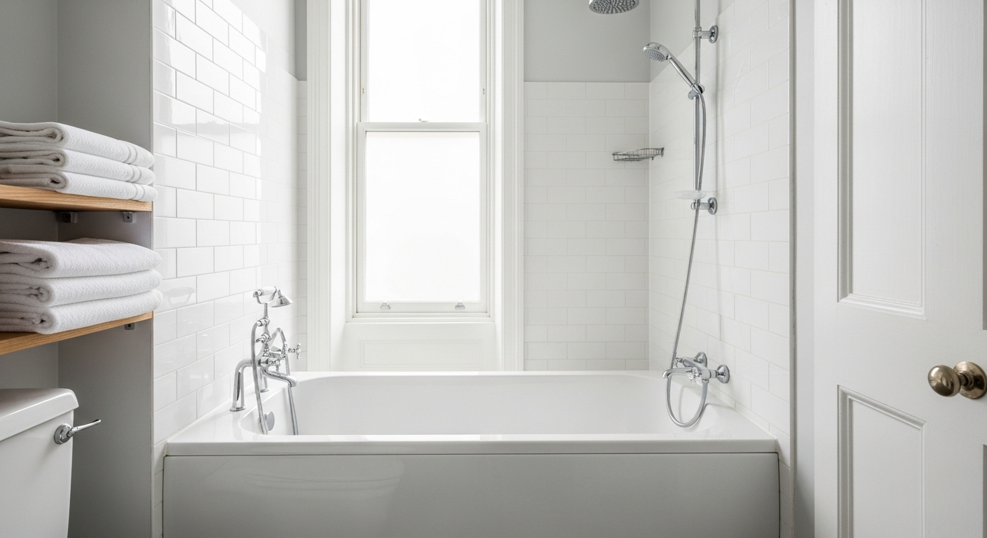 Sparkling clean bathroom after deep cleaning in an Edinburgh flat