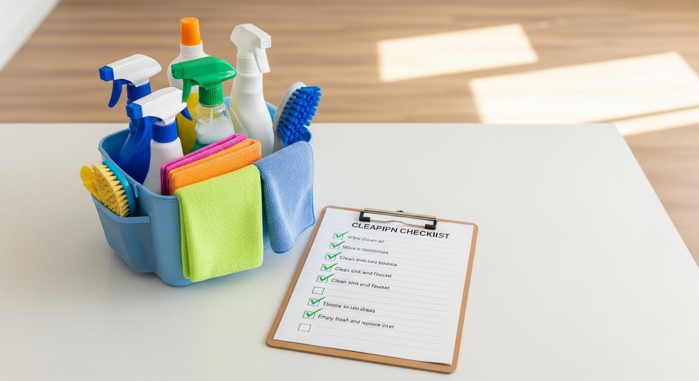 End of tenancy cleaning checklist with professional supplies in Manchester
